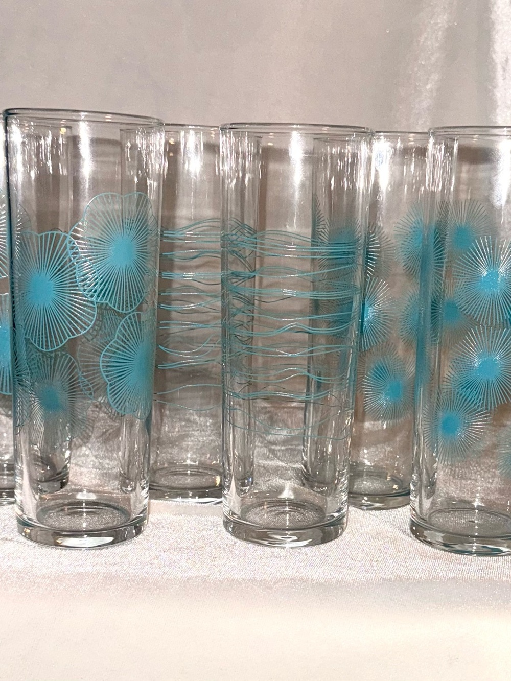 6 Vintage ikea Tom Collin's Turquoise Mid-Century Glass Set